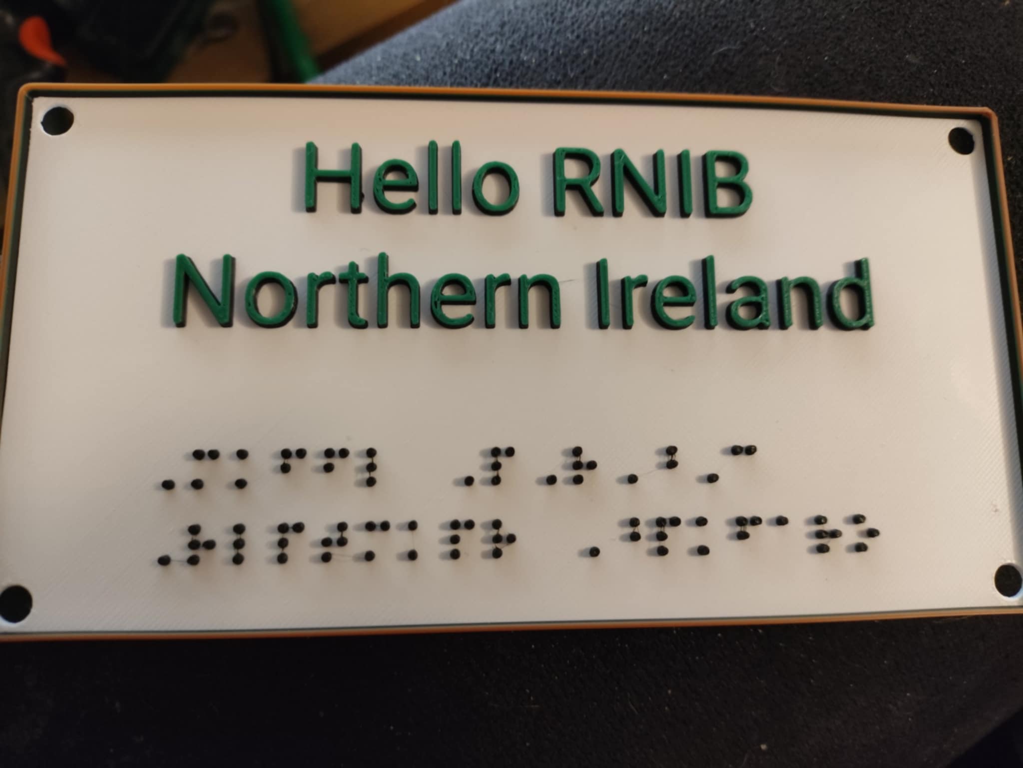 A photo of a fully printed Braille Sign.